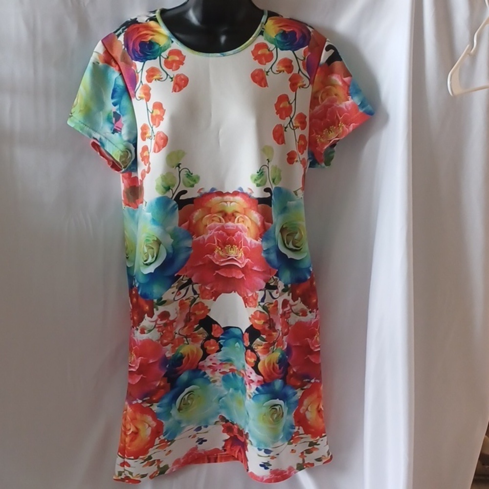 Just Love Floral Dress, white, pink, green, blue